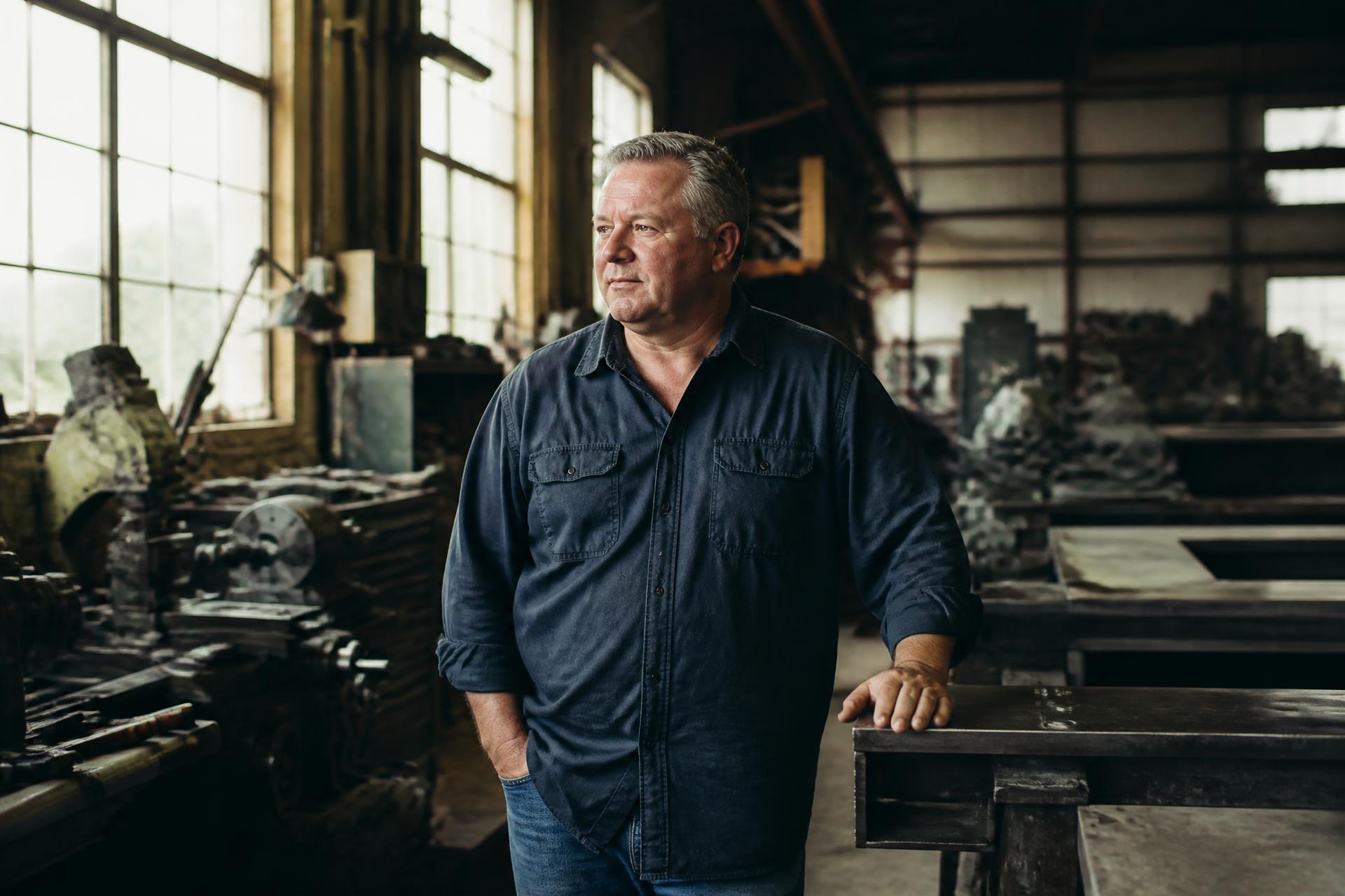 Owner of a metal fabrication business on the shop floor